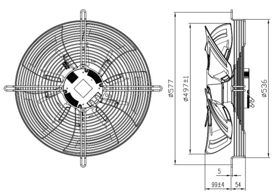 EC軸流風機500mm外形尺寸圖1